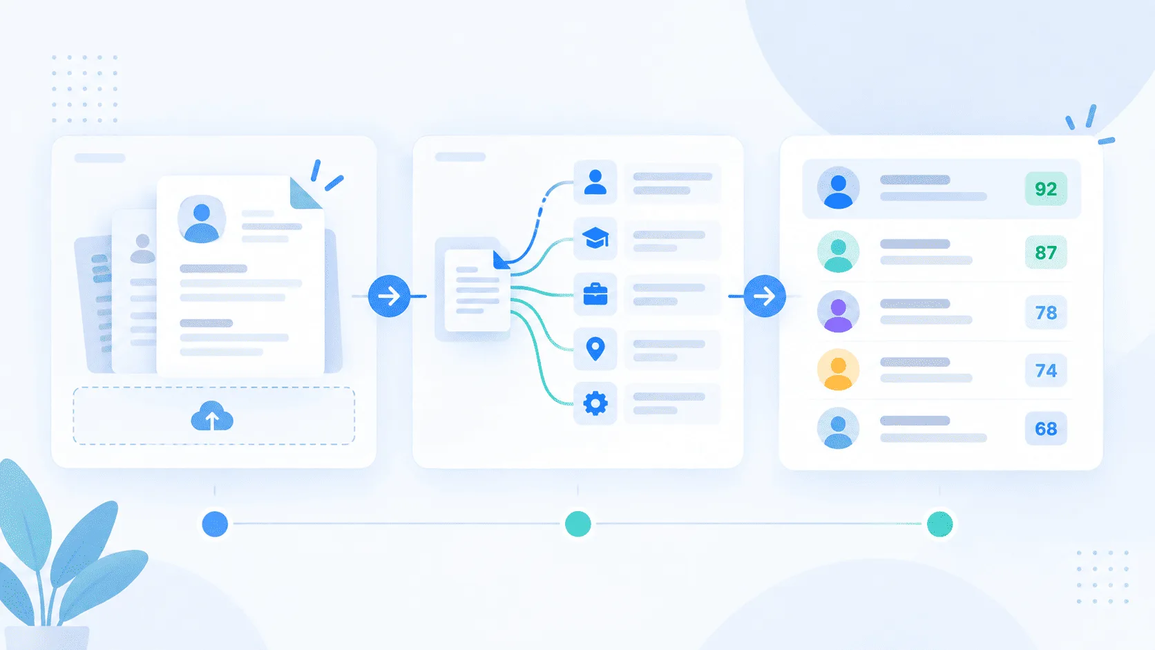 Recruiting pipeline connecting resume intake, CV analysis, and candidate scoring