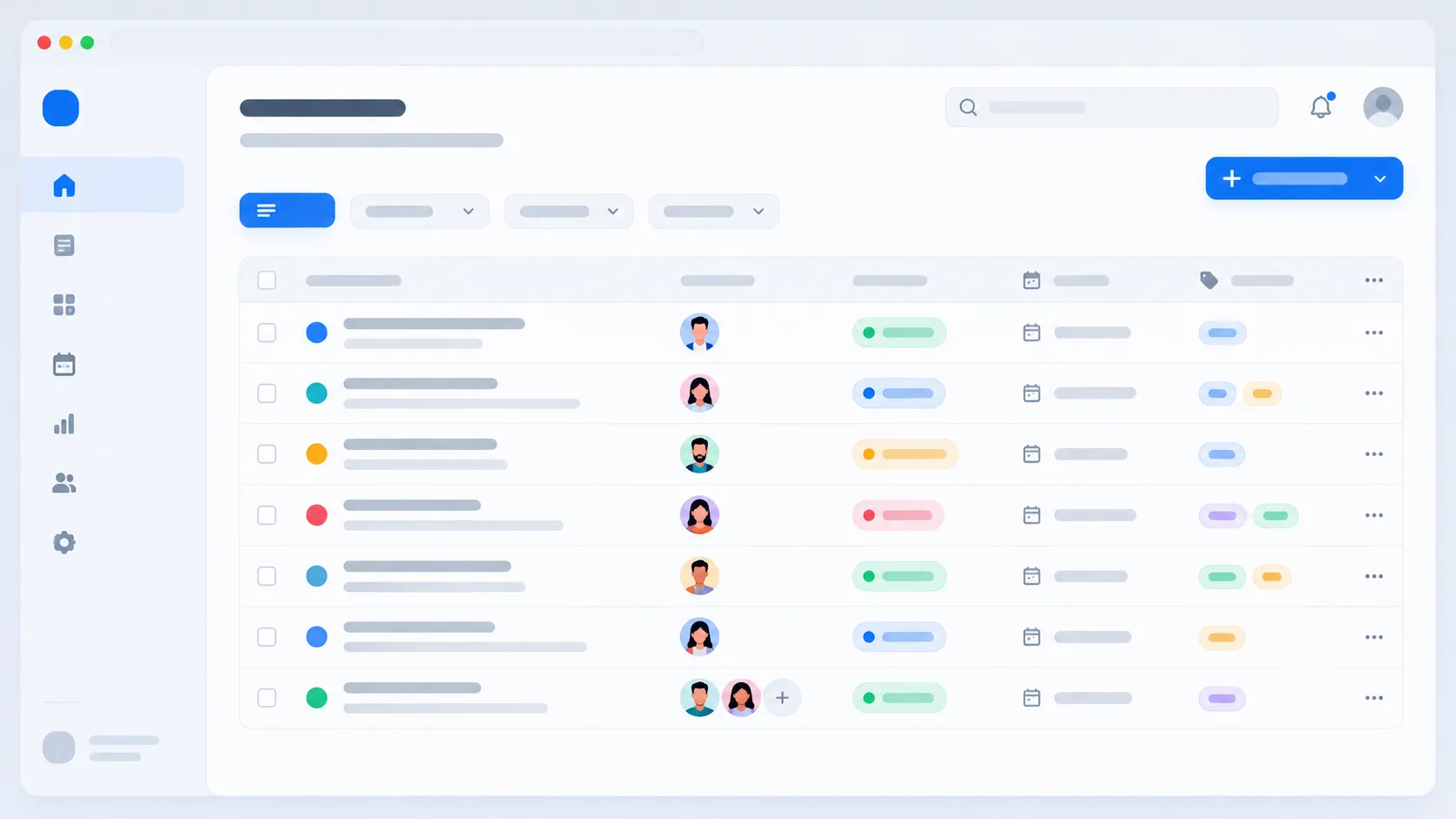 RACI project management tool interface assigning roles per task