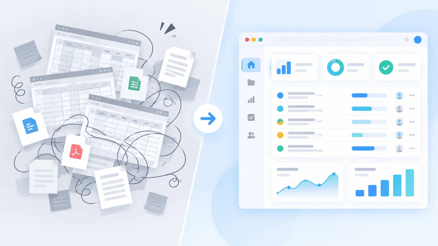 Comparison between scattered spreadsheets and centralized IT project management software